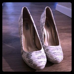 Faux white & black snake heels